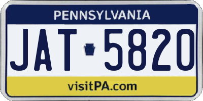 PA license plate JAT5820