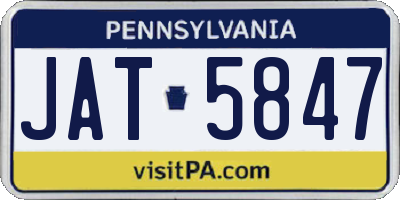 PA license plate JAT5847