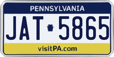 PA license plate JAT5865