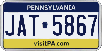 PA license plate JAT5867
