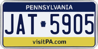 PA license plate JAT5905