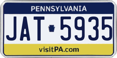 PA license plate JAT5935