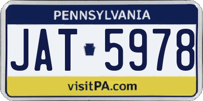 PA license plate JAT5978