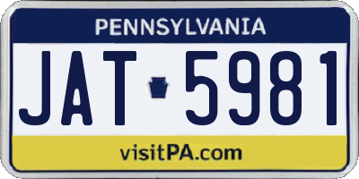 PA license plate JAT5981