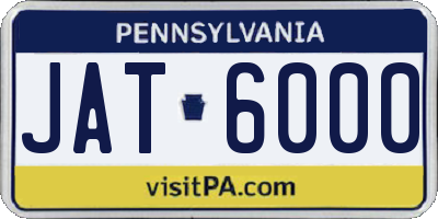 PA license plate JAT6000