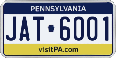 PA license plate JAT6001