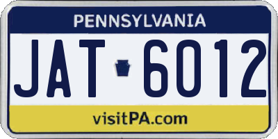 PA license plate JAT6012