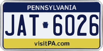 PA license plate JAT6026