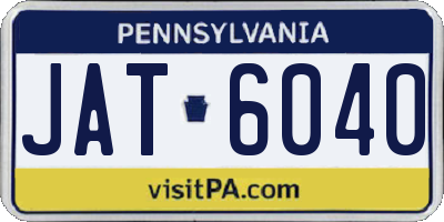 PA license plate JAT6040