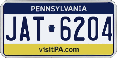 PA license plate JAT6204