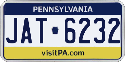 PA license plate JAT6232