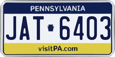 PA license plate JAT6403