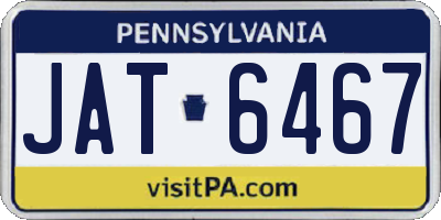 PA license plate JAT6467