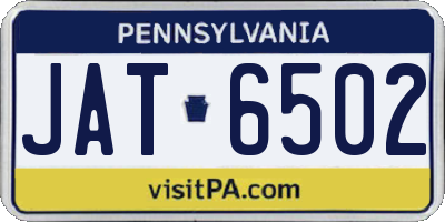 PA license plate JAT6502