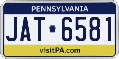 PA license plate JAT6581