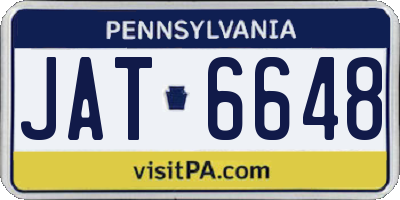 PA license plate JAT6648