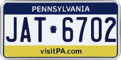 PA license plate JAT6702