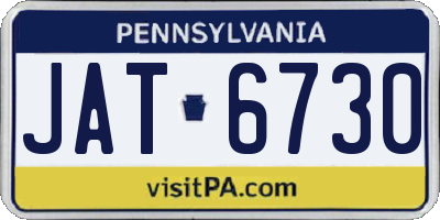 PA license plate JAT6730