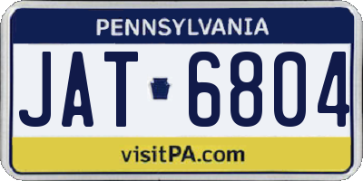 PA license plate JAT6804