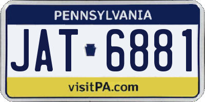 PA license plate JAT6881
