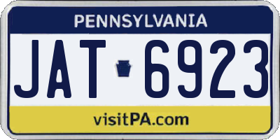 PA license plate JAT6923