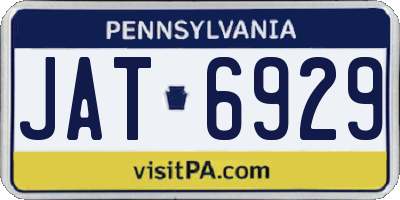 PA license plate JAT6929