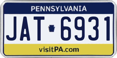 PA license plate JAT6931