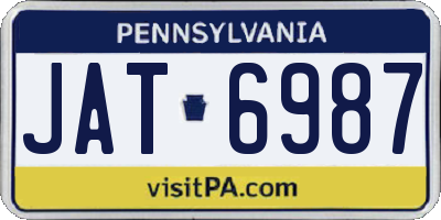 PA license plate JAT6987
