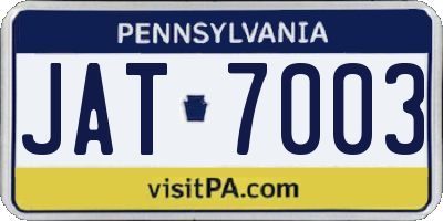 PA license plate JAT7003