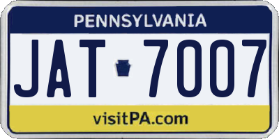 PA license plate JAT7007