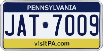 PA license plate JAT7009