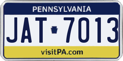 PA license plate JAT7013