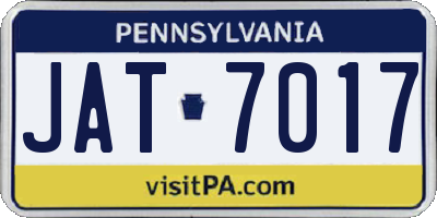 PA license plate JAT7017