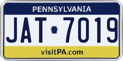 PA license plate JAT7019