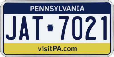 PA license plate JAT7021