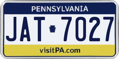 PA license plate JAT7027