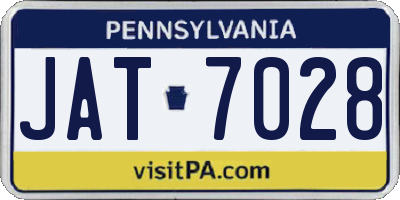 PA license plate JAT7028
