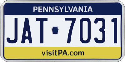 PA license plate JAT7031
