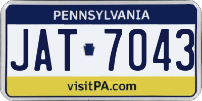 PA license plate JAT7043