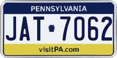 PA license plate JAT7062