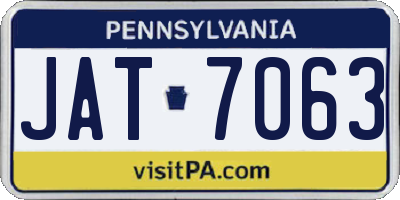 PA license plate JAT7063