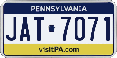 PA license plate JAT7071