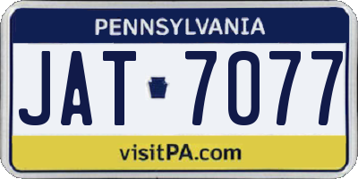PA license plate JAT7077
