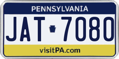 PA license plate JAT7080