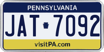 PA license plate JAT7092