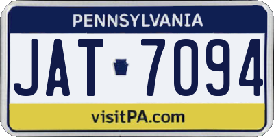 PA license plate JAT7094