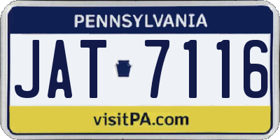 PA license plate JAT7116