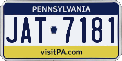 PA license plate JAT7181