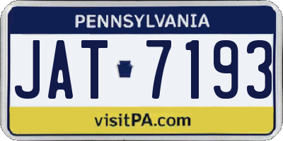 PA license plate JAT7193