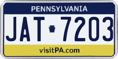 PA license plate JAT7203